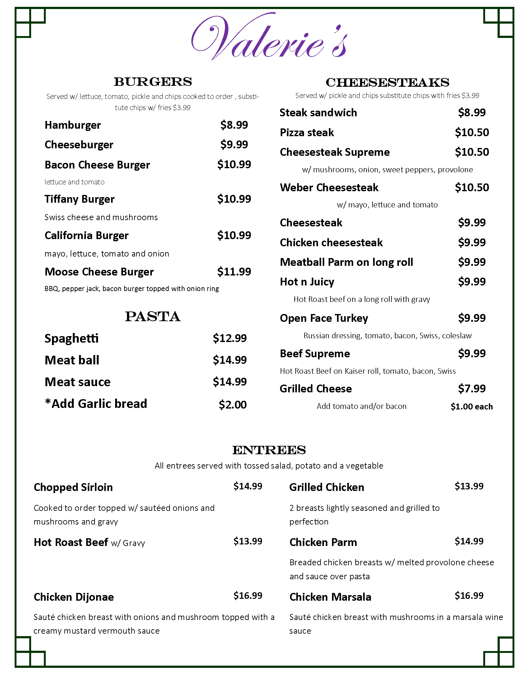 Valerie’s Kitchen Sellersville Moose Lodge 1539