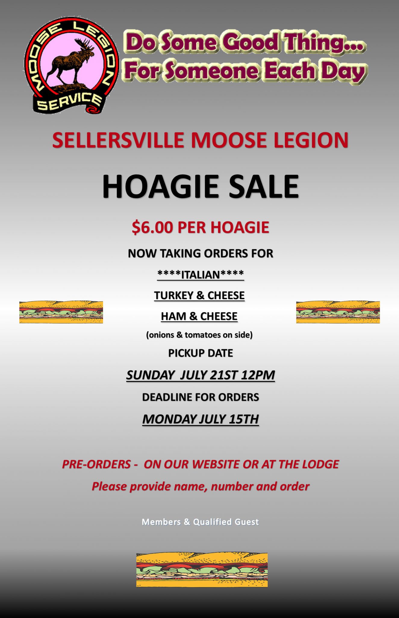 Calendar Sellersville Moose Lodge 1539